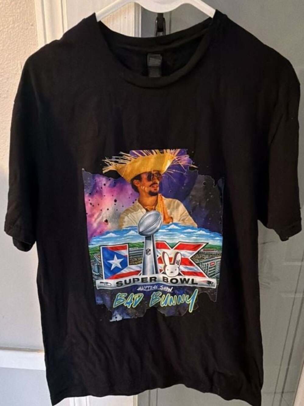 Bad Bunny Super Bowl Halftime Show 2026 Graphic Black T-Shirt